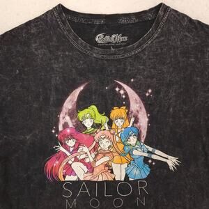 Sailor Moon Anime Short Sleeve Cew Neck Graphic T Shirt Womens Size Large L Gray